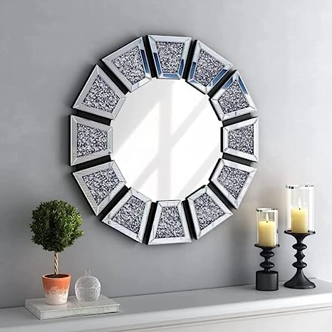 Alfa Design Round Crystal Bathroom Mirror for Wall Mirror
